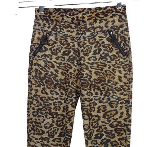Coco Carmen Leopard Animal Print Leggings Women Size S-M Zipper Pockets Stretch - Picture 2 of 12